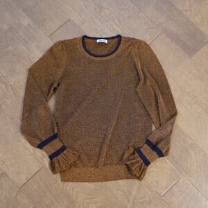 BAUM UND PFERDGARTEN Sheer‎ Glitter Ruffle Sleeve Sweater Size Medium Copper
